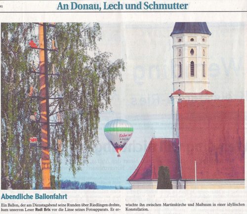 Ballonfahrten Augsburg in der Donauwörther Zeitung