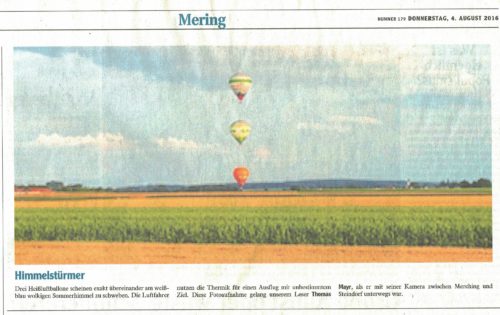 Ballonfahrten Augsburg in der Friedberger Zeitung 2016