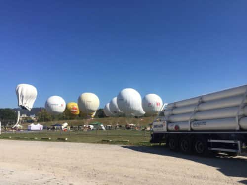 Gasballone beim Gordon-Benett-Ballonrennen in Bern 2018