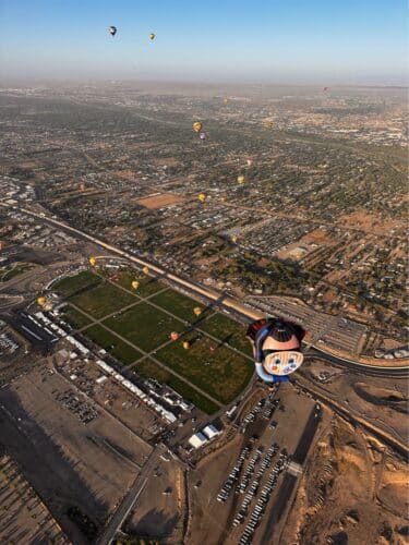 1.Ballonfahrt in Albuquerque - das Startgelände aus der Luft