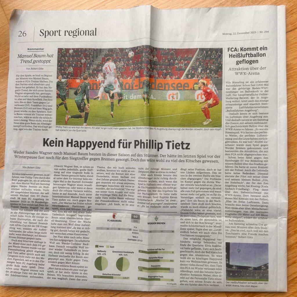 "FC Augsburg - kommt ein Heißluftballon geflogen" - Attraktion über der WWK-Arena